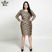 Одежда handmade. Livemaster - original item Plus Size Leopard Print Long-Sleeved Dress. Handmade.