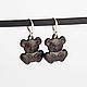 Серьги из дерева блэквуд Мишки