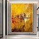 Картина маслом на холсте в интерьере Абстрактная живопись.Желтая карти