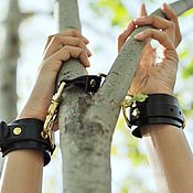 Субкультуры handmade. Livemaster - original item Leather handcuffs 