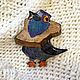 Brooch ' Grey funny pigeon with orange eyes bird'. Brooches. greenfox-23. My Livemaster. Фото №4