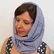 Женская шапка снуд вязаный теплый комплект на зиму Нежность. Комплекты головных уборов. Вязаные футболки, топы, джемпера от 'Azhurles'. Ярмарка Мастеров.  Фото №6