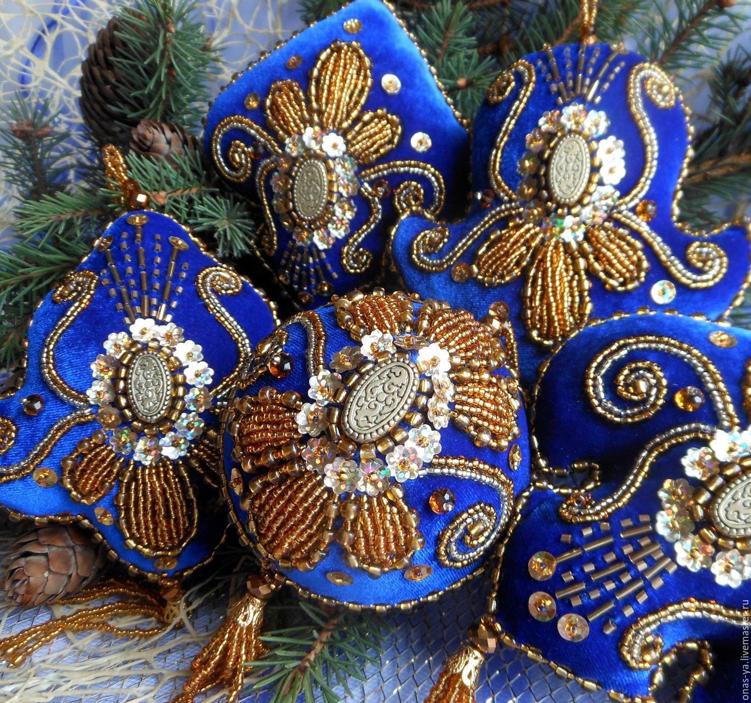 "1000 и 1 НОЧЬ" елочные игрушки из бархата в восточном