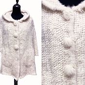 Одежда handmade. Livemaster - original item Knitted mink jacket with ivory POM-poms