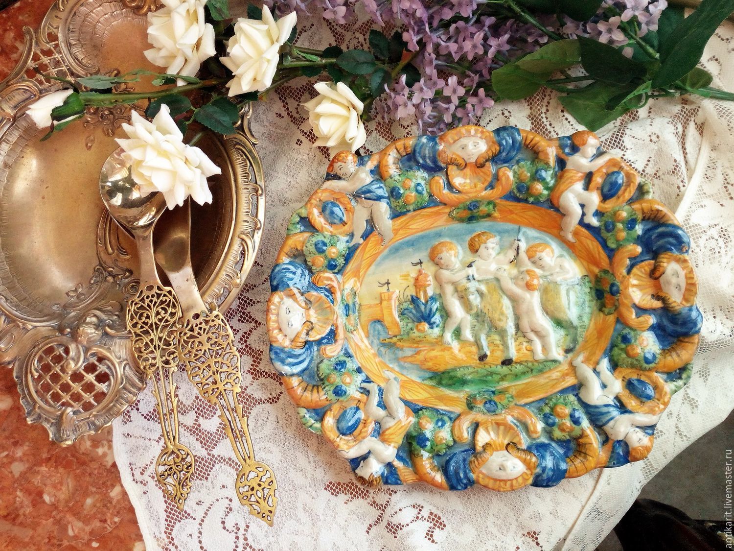 Antique dish MOLARONI.Italy, Vintage interior, Bari,  Фото №1
