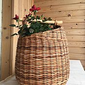 Для дома и интерьера handmade. Livemaster - original item basket: Large basket with wooden handle.. Handmade.
