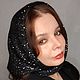 косынка  с пайетками платок вязаный черный. Косынки. AURA аксессуары: шарфы шапки косынки. Ярмарка Мастеров.  Фото №5