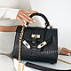 Сумка Hermes Kelly из кожи питона черная - Черная кожаная сумка люкс, Классическая сумка, Москва,  Фото №1