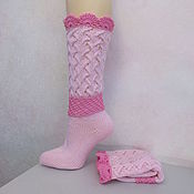 Аксессуары handmade. Livemaster - original item Knitted elongated socks, pink, a gift to a girl.. Handmade.