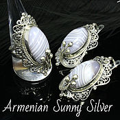 Украшения handmade. Livemaster - original item Medea Jewelry Set with Silver agates AN0004. Handmade.