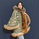 Jacket with a green pattern and fox fur. Outerwear Jackets. National Brand. My Livemaster. Фото №7