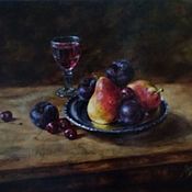 Картины и панно handmade. Livemaster - original item Pictures: Still life with liqueur and fruit. Handmade.