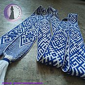 Русский стиль handmade. Livemaster - original item Svarozhich and Alatyr belt white and blue. Handmade.