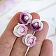 Серьги гвоздики розовые розы. Серьги-пусеты. Studio Flower Jewelry (studioflowernn). Ярмарка Мастеров.  Фото №6