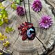Pendant red beads with natural stone, hand-painted Guardian, Necklace, Moscow,  Фото №1