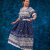 Русский стиль handmade. Livemaster - original item Dress blue Golubushka linen Russian Slavic. Handmade.