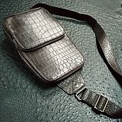 Сумки и аксессуары handmade. Livemaster - original item Genuine Crocodile Leather Crossbody Bag, Dark Brown!. Handmade.