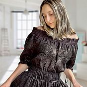 Одежда handmade. Livemaster - original item Dress or suit long with boho style made of cotton and Odile lace. Handmade.