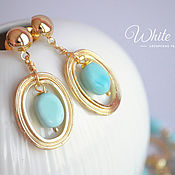 Earrings with natural turquoise, gold plated 
