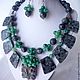 Order 2niti NECKLACE EARRINGS green AGATE, LARVIKITE (FACETED) beads. Dorida's Gems (Dorida-s-gems). Livemaster. . Jewelry Sets Фото №3
