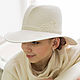 Tulip hat with wicker decor. Color milk, Hats1, Moscow,  Фото №1