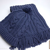 Аксессуары handmade. Livemaster - original item Men`s hat and knitted scarf with braids. Handmade.
