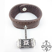 Украшения handmade. Livemaster - original item The Hammer of Thor charm bracelet made of silver and genuine leather.. Handmade.