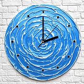 Для дома и интерьера handmade. Livemaster - original item Clock wall Blue flower Clock in the bedroom silent. Handmade.