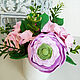 Bouquet of Roses and Ranunculus. Flowers from polymer clay. Composition. Olga-art-flower. My Livemaster. Фото №4