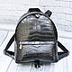 Backpack made of the abdominal part of genuine crocodile leather, in black, Backpacks, St. Petersburg,  Фото №1