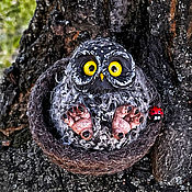 Для дома и интерьера handmade. Livemaster - original item An owl in a nest with a ladybug. Handmade.