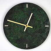 Для дома и интерьера handmade. Livemaster - original item Dark green round textured wall clock. Handmade.
