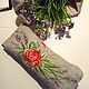 eyeglass case: Eyeglass case with embroidery-Red rose with lavender, textile. Eyeglass case. IRIS Tekstil & Vyshivka. My Livemaster. Фото №6
