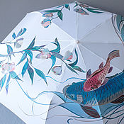 Аксессуары handmade. Livemaster - original item Umbrella with hand-painted Fish and Sakura. Handmade.