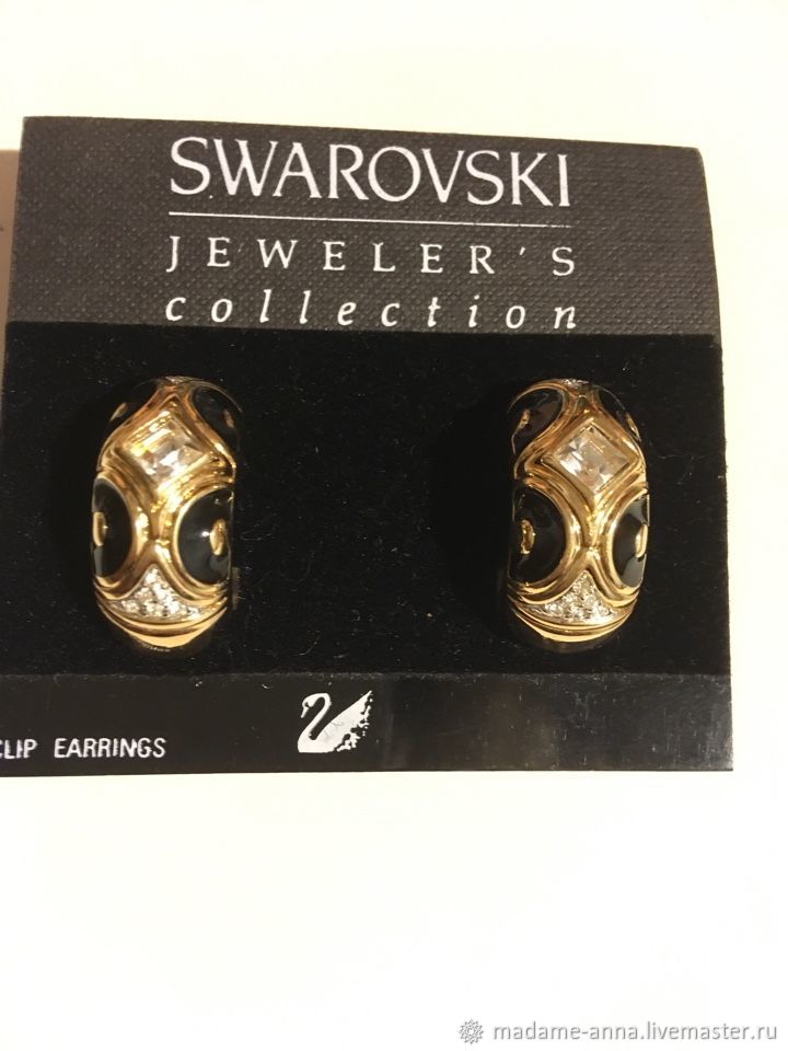 Swarovski Swan Clip Earrings Large Vintage Austria Online Vintage Jewelry Livemaster Handmade Swarovski Swan Clip Earrings Large