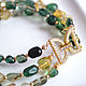 Multi-row bracelet, green and yellow quartz, gold plated, Bead bracelet, Krasnogorsk,  Фото №1