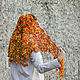 Order Knitted shawl scarf for women gift fishnet Orange Autumn. Джемпера, шапки, палантины от 'Azhurles'. Livemaster. . Shawls Фото №3