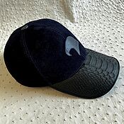 Аксессуары handmade. Livemaster - original item Men`s baseball caps, made of genuine python leather, in combination with suede.. Handmade.