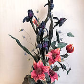 Свадебный гребень с орхидеями. Цветы из ткани. Цветы из шелка