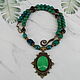Necklace with chrysocolla and obsidian pendant. Necklace. Magic box. My Livemaster. Фото №4