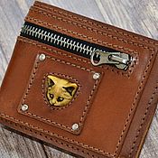 Сумки и аксессуары handmade. Livemaster - original item Wallet genuine leather. A purse with cat. Handmade.