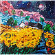 Картина Поле подсолнухов Ночной пейзаж картины Луна картина, Картины, Углич,  Фото №1