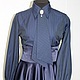 Блузка из хлопка с галстуком "Dark blue", Блузки, Москва,  Фото №1