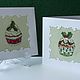 Order Cross stitch postcard Christmas cup cakes & Christmas Pudding. FavoriteStitch. Livemaster. . Cards Фото №3