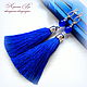 Earrings - brush 'Blue', Tassel earrings, Stupino,  Фото №1