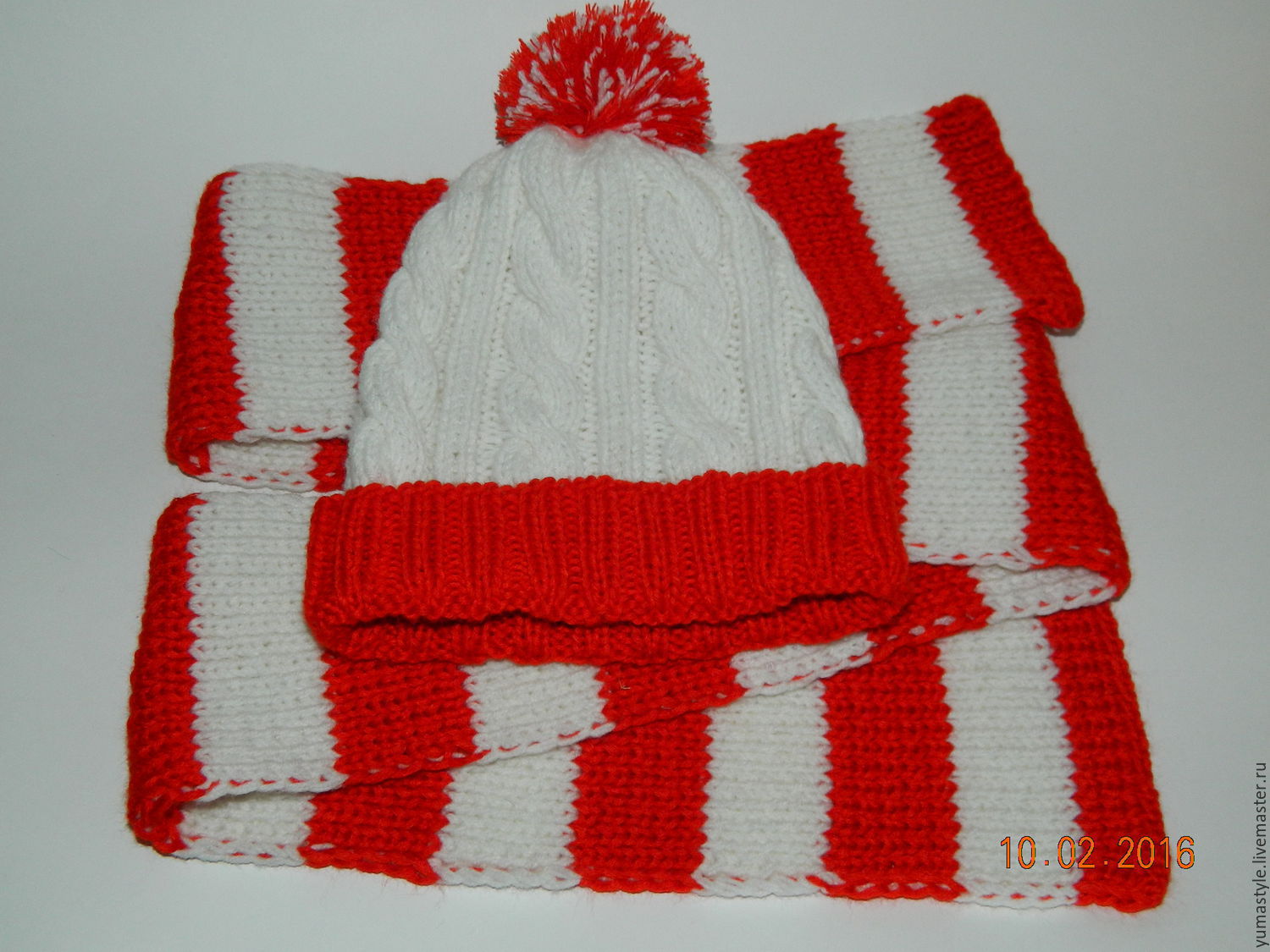 Комплект мужской вязаный шапка и шарф 