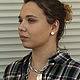 White eye stud earrings silver, pearls, cubic Zirconia. Earrings. stepan-klimov. My Livemaster. Фото №5