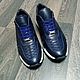 Sneakers made of Python leather and genuine leather, dark blue color, Sneakers, St. Petersburg,  Фото №1