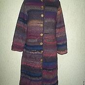 Вязаное мохеровое пальто "Сиреневый туман", стильное вязаное пальто