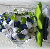 New year's tiara is made in the technique of kanzashi
